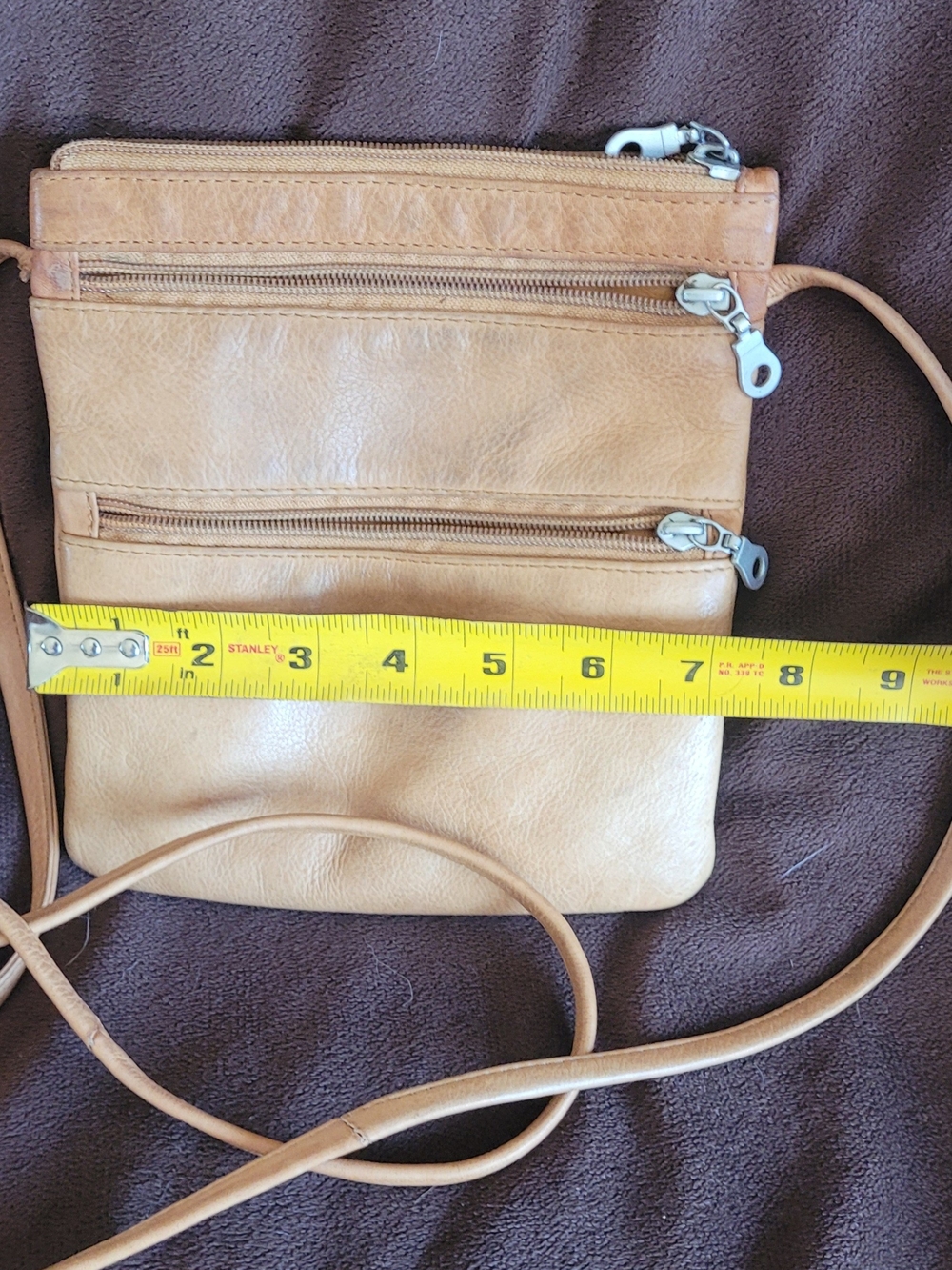 Paul & Taylor Leather Crossbody Bag in Tan - Minimal Zip Pockets
